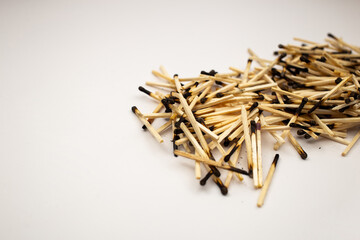 Wooden matches on a white background