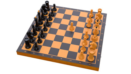 chess board with pieces. 3d render. chess