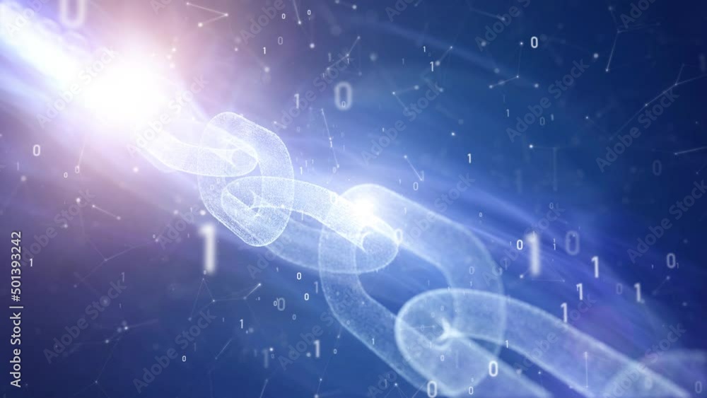 Poster digital chain cryptocurrency mining network animation.