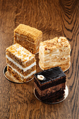 pieces of different cakes on the table