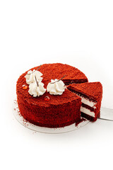 
red velvet cake with cut piece