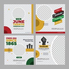 Social media post template for Juneteenth day, Celebration freedom, emancipation day in 19 june, African-American history and heritage.