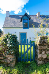 Brittany, Ile aux Moines island, wooden blue door
