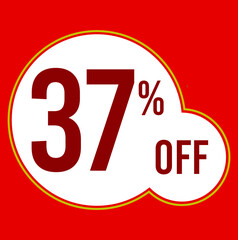 37 percent red banner with white ballons and red lettering for promotions and offers