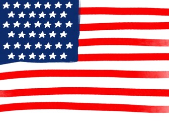 Fototapeta premium Fourth of July Background - America Independence Day illustration - 4th of July freehand drawing USA flag - table decoration