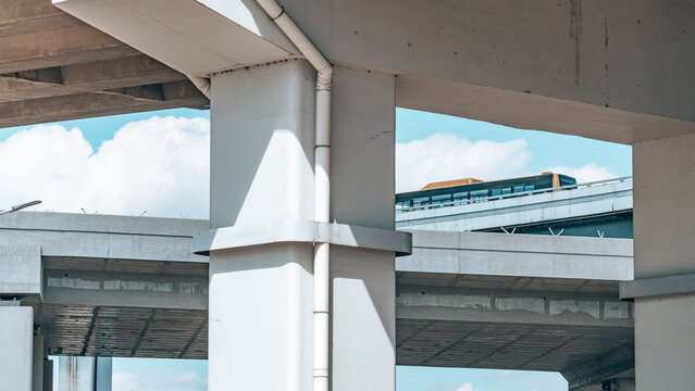 Concrete Column With A Drain Under A Bridge