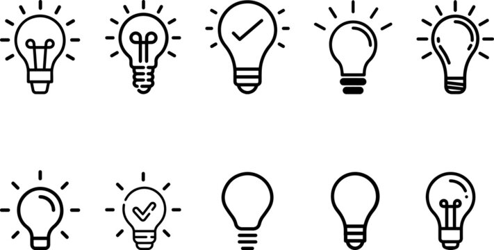 Vector illustration of light bulb icons set isolated on white background