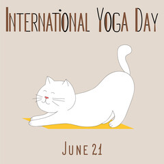 Vector illustration of June 21st international yoga day. Holiday concept. Template for poster, card, calendar