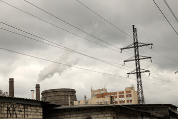 high voltage power lines in the city