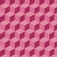 Abstract seamless pinc square 3D pattern background. Modern geometric texture design. Vector illustration. Color trend 2022