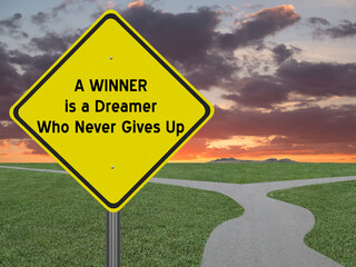 Winner motivational quote for inspiration.