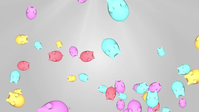 3D animation of Piggy bank Accumulation and investment concept, crypto currency Loop Background. Saving money for savings budget. Economy and banking income concept. Money savings and investment.
