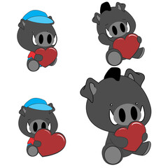 Cute baby boar cartoon pack collection in vector format