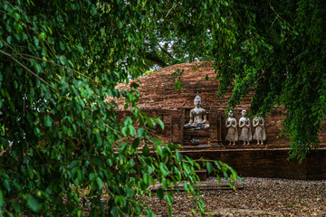 Ancient buddha figures in (SRI SUKHOT) temple is an ancient buddhist temple in Chan Palace is a Buddhist temple It is a major tourist attraction in Phitsanulok,Thailand.