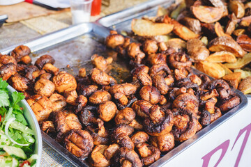 grilled mushrooms at street food festival