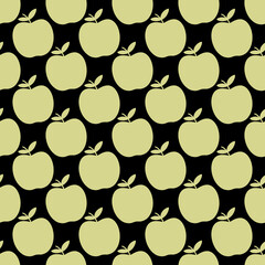 Cute pattern with gold apples on black background for textile and paper design.