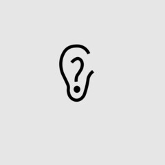 Ear symbol with question mark inside