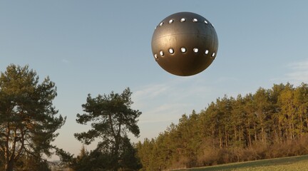 photorealistic 3d visualization of ufo, 3d render © vadim_fl