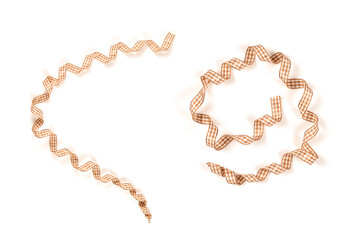 Brown check ribbon isolated on white background.