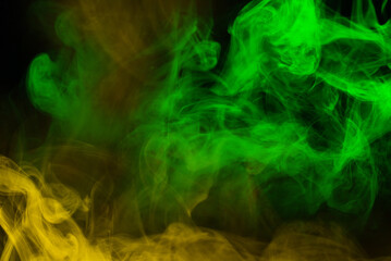 Yellow steam on a black background.
