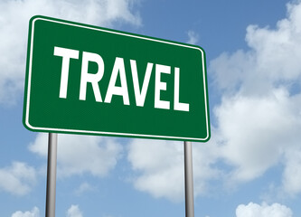 Obraz premium Travel sign on nature background.