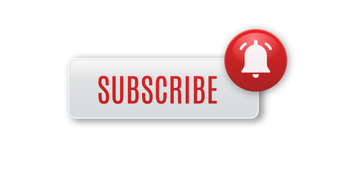 Realistic 3D Subscribe button. Social media. 