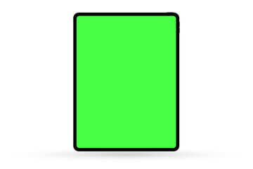 Vector tablet mockup with croma key green screen isolated on white background
