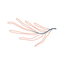 vector leaf in blue and orange. Retro style