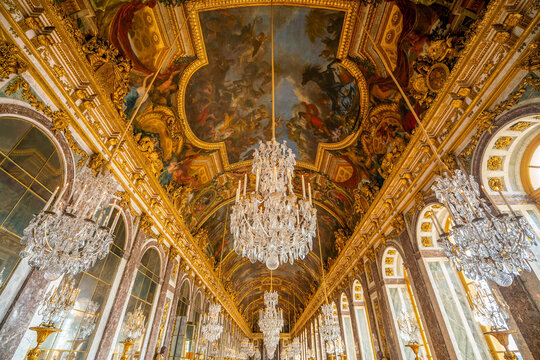 Interiors, architectural details an decorations of the Chateau de Versailles