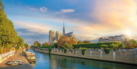 Naklejka na ściany i meble Notre Dame de Paris cathedral in Paris France