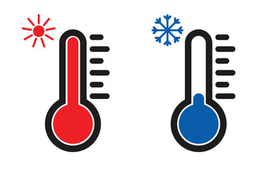 Thermometer vector icon. The concept of measuring the temperature of cold and heat. Vector illustration