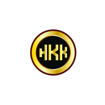 HKK letter circle logo design. HKK letter logo design with black background. HKK creative letter logo with gold colors.
