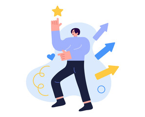 Woman with 5 rating golden star