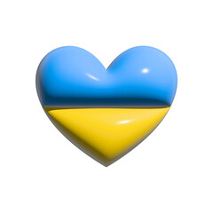 3d Heart Ukrainian icon. War in Ukraine concept. Vector illustration for design.