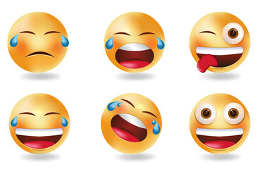 Fototapeta premium Emoji characters vector set. Cute,funny and sad emojis isolated on white background.