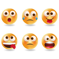  Emoji characters vector set. Cute,funny and sad emojis isolated on white background.