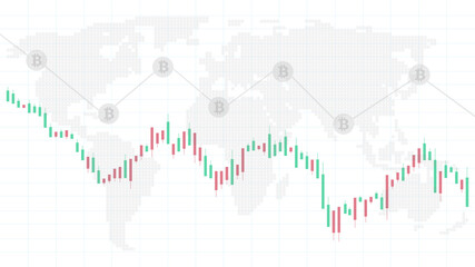 Cryptocurrency decrease chart, bitcoin loss chart vector stock illustration.