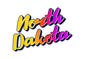 North Dakota text design. Vector calligraphy. Typography poster. Usable as background.