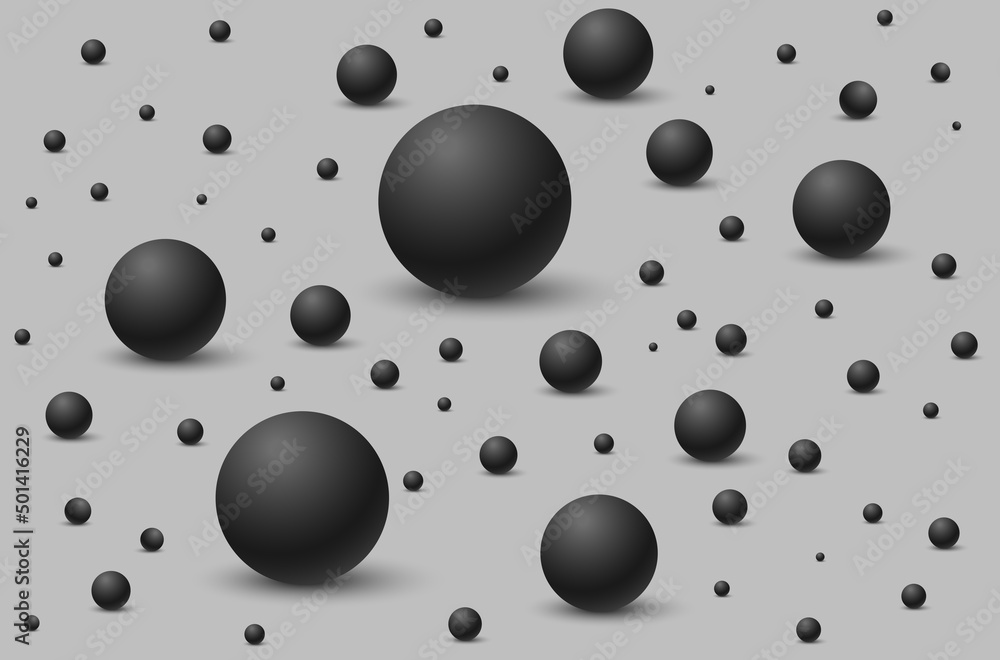 Wall mural grey spheres or 3d ball. round geometric figure.