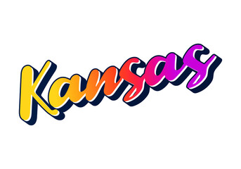 Kansas text design. Vector calligraphy. Typography poster. Usable as background.