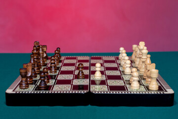 Two pawns met on a chess board