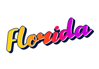 Florida text design. Vector calligraphy. Typography poster. Usable as background.