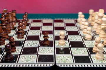 Two pawns met on a chess board