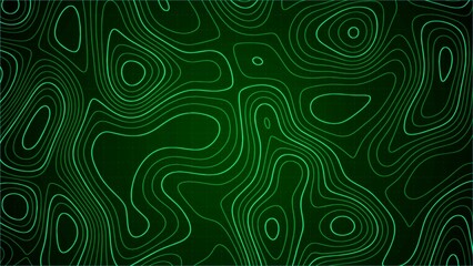 Vector abstract background. Green world design. Texture vegetation map. Geolocation. Scale grid. Pattern of chaotic circles, lines, wave. Green movement. Poster for travel, business, social networks.