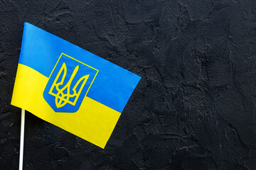 Ukrainian immigration concept - Ukrainian flag top view
