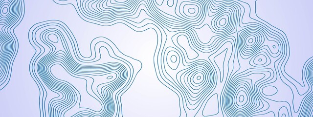 Vector background. Blue map design. Ornament of chaotic circles on water, lines, waves. Geolocation. Pattern scale grid. Itinerary. Rock garden. Smoke rings. Poster travel, business, social networks.