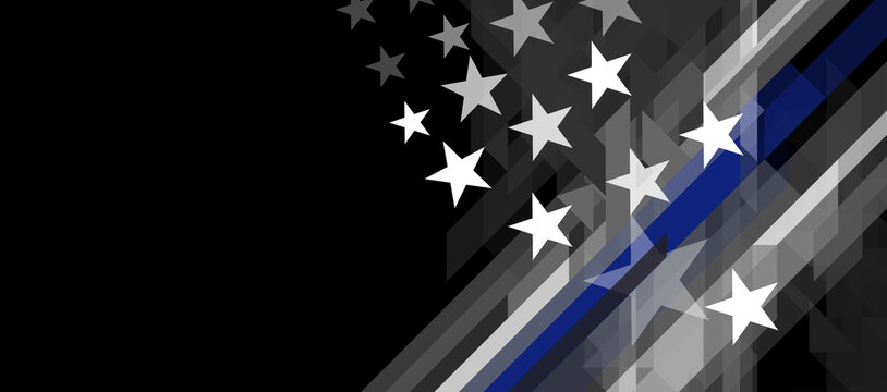 USA flag with a thin blue line