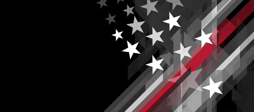 USA flag with a thin red line