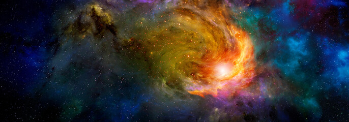Fototapeta na wymiar A luminous nebula with stars in deep space