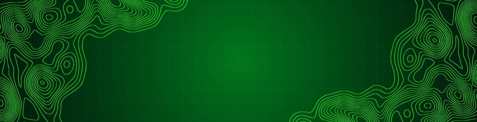 Vector abstract background frame. Green world design. Texture vegetation map. Geolocation. Scale grid. Pattern chaotic circles, lines, wave. Green movement. Poster travel, business, social networks.